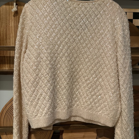 Vintage Escada Couture Cream and Iridescent Beaded Cardigan Set - Picture 9 of 12